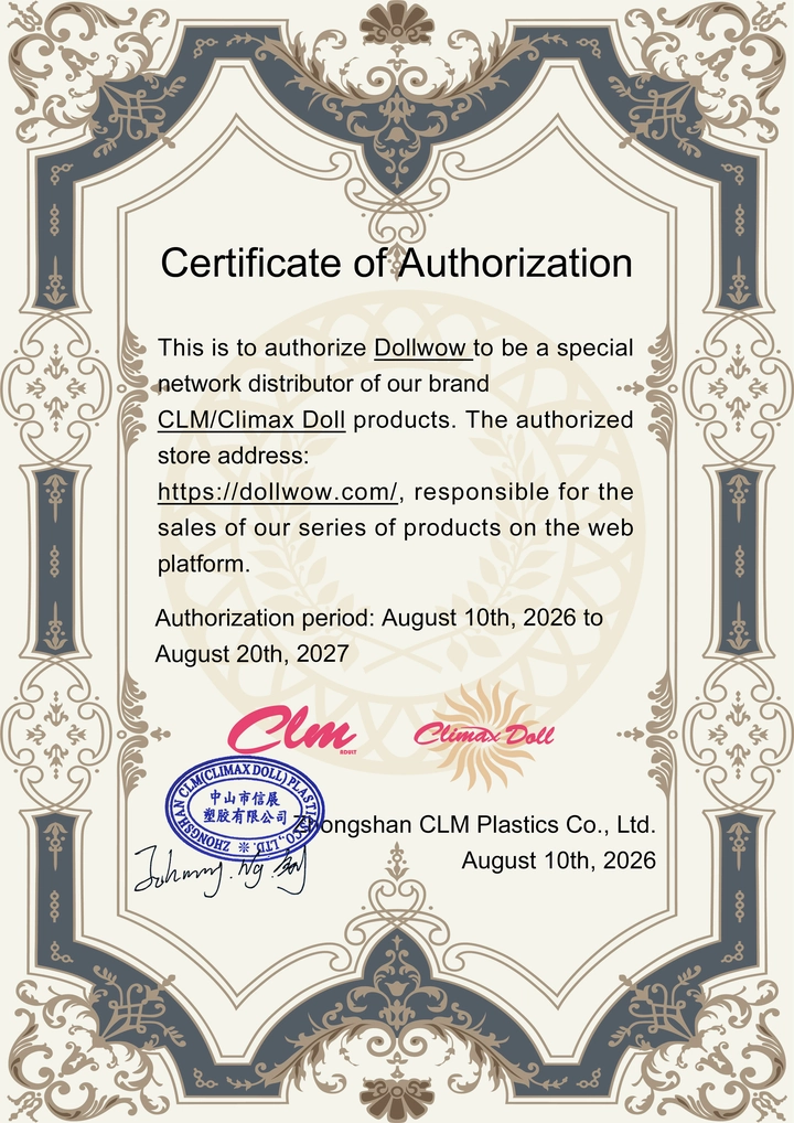 Climax Doll certificate authorizing DollWow as a retailer